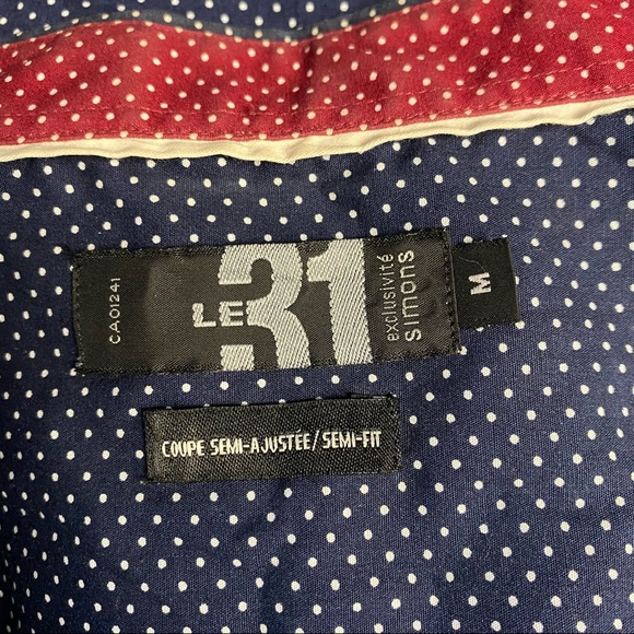 LE31 Simons Dotted Buttoned Down Men’s Long Sleeves Shirt Size Medium - Picture 6 of 8